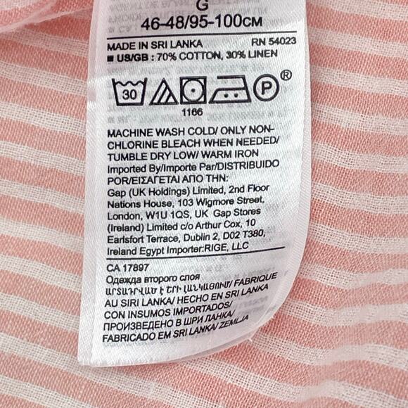 Banana Republic Women's Linen Blend Button Up Top, Sz. L, Pink & White Stripes - Picture 4 of 5